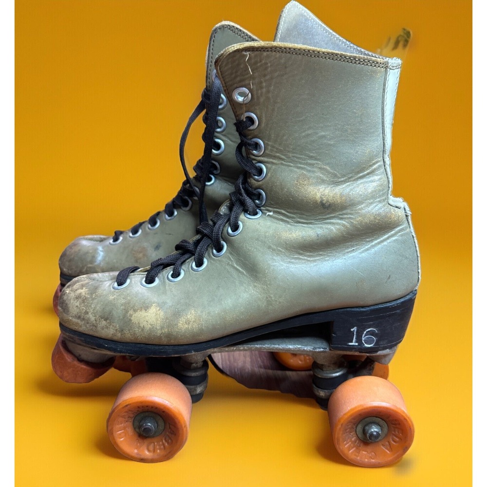 Chicago Vintage Brown Leather Roller Skates Rental Labeda Clean Roll Wheels Sz 7